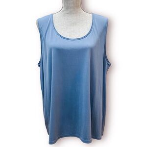 Eileen Fisher Blue Silk Jersey Relaxed Sleeveless Tank Top